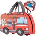 Kid's Insulated Fire Truck-Shaped Lunch Box w Strap- Keeps Food Hot or Cold For Hours- Reusable Bag Fits Ice Packs, Bento Containers, Thermoses Easily- Make Back to School Lunches Fun for Boys & Girls