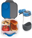 b.box Mini Lunchbox & 15oz Sport Spout Water Bottle | Matching Bento Box/Lunch Box + Kids Drink Bottle | Color: Blue Slate | Capacity: Lunchbox 1L, Drink Bottle 15oz