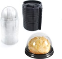 Clear Plastic Mini Cupcake Container, Mini Cupcake Boxes Mooncake Boxes Muffin Pod Clear Deep Dome,Plastic Disposable Stackable Cupcake Containers For Wedding Party Birthday Gifts (Black, 50pc)