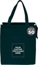 DISCOUNT PROMOS Custom Non-Woven Insulated Tote Bags Set of 50, Personalized Bulk Pack - Reusable, Great for Picnic, Camping, Beach, Outdoor Activities - Forest Green