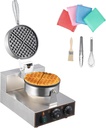 Litake Commercial Waffle Cone Maker 1200W 110V Stainless Steel Electric Ice Cream Cone Maker Machine with 8.3” Non-stick Baking Tray, Temperature & Time Control for Restaurant, Coffee Shop