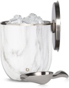 SNOWFOX Plus, Premium Vacuum Insulated Stainless Steel Ice Bucket with Lid/Scoop,Home Bar Accessories,Elegant Bartending Ice Buckets for Parties,Beautiful Outdoor Entertaining Supplies,3L, Marble