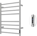 Heated Towel Racks for Bathroom, Wall Mounted Electric Towel Warmer Racks with Timer & Temperature Control, 8 Bar Stainless Steel Towel Heater for Bathroom, Brushed Silver, Plug-in