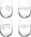 MIP Set of 4 Wine Glass Goblet Aviation Airplanes (17 oz Stemless)