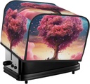 4 Slice Toaster Cover with Two Pockets for Storing knife Super Soft Appliance Cover Colorful Heart Tree Dust Cover for Kitchen Small Oven Cover Kitchen Bread Machine Protector Cover
