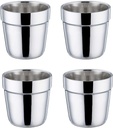 TeamFar Coffee Cup Espresso Cup Mug Set of 4, Double Wall Stainless Steel Tea Cups, Reusable & Stackable, Mirror Finish & Dishwasher Safe - 6 Ounce