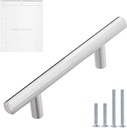 701-030SN Brushed Satin Nickel Cabinet Pulls Solid Modern Euro Style T Bar Kitchen Cabinet Handles- 3 inch Hole Centers, 5-1/4" Overall Length- 10 Pack