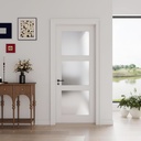 24"x 80"with 3-Panel Pre-Assembled Frosted Glass Pocket Door Slab,French Door for Bedroom Closet Laundry Pantry Bathroom,White Paintable Interior Doors for Home,w/o Hardware