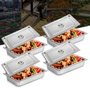 Set of 4 Hotel Pan 4" Deep Steam Table Pan Full Size with Lid 20 x 12 x 4 Inch Stainless Steel Anti Jam Steam Table Pan for Hotels Restaurant Food Pan For Food Warmer Buffet Server Catering Supplies