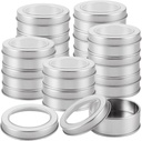 50 Pcs 2 oz Metal Tin Cans with Clear Lid, Silver Round Tin Container, Refillable Empty Salve Containers for Cosmetic, Candles, Candies, Spices