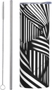 20ozBlack and white geometric lines stainless steel straw lid cup, double-layer stainless steel, can be drunk directly or with a straw