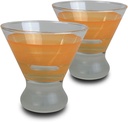 Hand Painted Cosmopolitan Glasses Set of 2 - Cape Cod Cottage Orange Collection - Hand Painted Glassware by USA Artists - Unique and Decorative Cosmos Glasses, Kitchen Table Décor