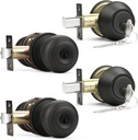 Probrico Front Door Entry Handles Lockset and Double Cylinder Deadbolt Combination Set, Oil-Rubbed Bronze (2 Pack) Keyed Alike