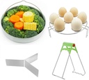 Compatible With Instant Pot Accessories 4 Piece Set Includes Egg Steamer Rack, Steamer Basket, Divider, and Dish Clip for Veggie Cooking Eggs Stainless Steel Fits 5, 6 and 8 Qt
