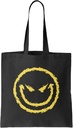 Evil Smile - Funny Badass Emoticon Reusable Grocery Tote Bag (Black)
