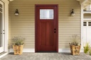 36 x 80 Fiberglass Door with Brickmould, Entry Door with Vinyl Frame, Exterior Door Left Hand Inswing, Stain Red - Classic Craftsman Style for Home's Front Entrance