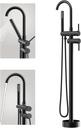 Freestanding Bathtub Faucet Floor Mount Tub Filler Standing High Flow Shower Faucets Shower Mixer Taps with Handheld Shower Mixer Taps Swivel Spout (Matte Black)