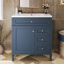 30 Inch Blue Single Bathroom Vanity with Top Sink, Modern Bathroom Sink Cabinet 30" with 2 Right Side Drawers and Tip-Out Drawer,Door Organizer & Adjustable Shelf,Soft Closing (Blue)