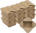 FC Meyer MeyerPak #1 Take Out Cartons, Leak & Grease Resistant Take Out Boxes, Disposable To Go Food Containers, Made from Recycled Materials, 4 3⁄8” x 3 1⁄2” x 2 1⁄2“, Kraft, Pack of 15