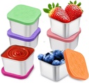304 Premium Stainless Steel Snack Containers with Silicone Lids, Snackle Box Containers, Easy-Open Leak-Proof Kids for Taking Out for a Picnic, Lunch Box and Travel. (All - 6, 2 OZ)