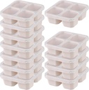 Homaisson 12 Pcs Divided Compartments, Reusable Meal Prep Containers with Lids, 4-compartment Snack Containers, Microwave and Dishwasher Safe, Lunch Boxes for Travel, Office, and On-the-Go Meals