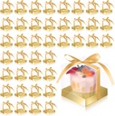 Thenshop 50 Pcs Clear Cupcake Boxes Individual 3.5 Inch Plastic Single Cupcake Containers Boxes with Inserts and Ribbon Individual Cake Storage Holders for Cake Kitchen(Gold)