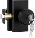 Keyed Alike Exterior Door Knob with Lock and Key - Reversible Heavy Duty Zinc Alloy Door Knobs for Entrance, Bathroom, Bedroom, Fits Standard Doors, Matte Black (1-Pack)