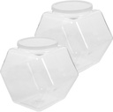 2pcs Plastic Candy Jars Lids Clear Hexagon Airtight Food Storage Containers for Snacks Candy Cookies Capacity for Kitchen Organization