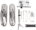 Door Entry Handle Set Front Door Lock Set Security Stainless Steel Plate Door Lever Full Replacement Handle Lock Cylinder Lock Keys Kit for Home Office