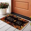 Hello Fall Maple Leaves Decorative Doormat, Fall Maple Leafs Door mat Indoor Outdoor Entrance Floor Mat Non Slip Autumn Harvest Vintage Thanksiving Decor Rubber Welcome Mats（29 x17in）