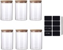 Bamboo Lid Airtight Storage Jars 22oz (Set of 6), Food Canisters for Coffee, Sugar, Tea, Candies, Cookies – Perfect for Kitchen & Pantry Organization