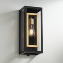 Possini Euro Design Double Box Modern Wall Light Sconce Matte Black Warm Brass Hardwired 6 3/4" Fixture Clear Glass Shade for Bedroom Bathroom Vanity Reading Living Room Hallway House Home Decor