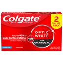 Colgate Optic White Whitening Toothpaste with Charcoal, Whitening with Charcoal Toothpaste Pack, Removes Daily Surface Stains, Enamel-Safe for Daily Use, Vegan, Cool Mint Paste, 2 Pack, 4.2 oz
