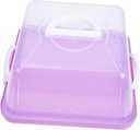 Healifty Portable Square Purple Cake Carrier with Lid and Handle Thickened Transparent Plastic Cake Storage Container Food Safe Holder and Desserts