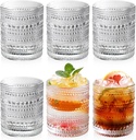 Hobnail Glasses Set of 6 Highball Vintage Drinking Glasses 12OZ Clear Embossed Vintage Glassware Hobnail Glass Cup for Water, Juice,Cocktail, Wine, Beer, Whiskey for Thanksgiving Day, Christmas Gift