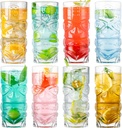 Tiki Glasses Set of 8, 14 oz Modern Bar Cocktail Glasses for Tropical Island Drinks and Hawaiian Parties