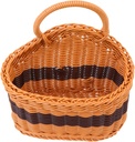 OUNONA Woven Hanging Storage Basket Wall-Mounted Decorative Fruit and Flower Basket Sturdy Imitation Rattan Storage Container for Home Kitchen and Balcony