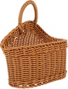 1pc Countryside Style Plastic Knitted Storage Basket for Kitchen Utensils Wall-Mounted Cutlery Organizer Simple Home Decor Brown Multifunctional Hanging Basket for Spoons and