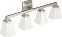 Moen Voss Brushed Nickel Modern 4-Light Dual-Mount Bath Bathroom Vanity Fixture with Frosted Glass, YB5164BN