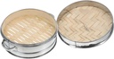 Ciieeo Stainless Steel Bamboo Steamer Lid 2-Tier Food Steamer for Dumplings and Vegetables Kitchen Gadget for Cooking Compact Size Random Style