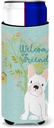 Caroline's Treasures BB7635MUK Welcome Friends White French Bulldog Decorative Can Hugger, Multicolor