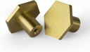 1.18" Cabinet Knobs Solid Brass Dresser Knobs Gold Cabinet Knobs Hexagonal Brushed Gold Dresser Knobs for Cabinets, Drawers, Lockers, Shoe Cabinets, Closet 10PACK