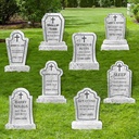 17 Inch Yard Sign Halloween Graveyard Decorations 8 Pcs Tombstones for Graves with Stakes, Vintage Cemetery Halloween Decor Outdoor Waterproof, Scary Decor for Home Party Lawn & Yard