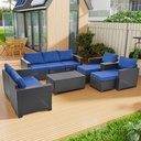 10 Pieces Patio Furniture Sets Outdoor,Manual Weaving Wicker Rattan Sectional Sofa Patio Conversation Sets with Cushions & Coffee Table with Hidden Storage for Outside, Balcony, Porch
