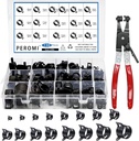 130Pcs 6-25mm Spring Band Hose Clamps With Swivel Flat Hose Clamp Plier Assortment Kit, Constant Tension Steel Clamps for Fuel Lines, Silicone, Vacuum Hoses & Low-Pressure Air Clips By PEROMI