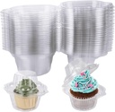 150 Pack Individual Cupcake Containers Clear Plastic Cupcake Carrier Disposable Single Stackable Cupcake Boxes Holder with Dome Lid for Home Baking Party Wedding, Cake Shop