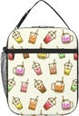 Bubble Tea Lunch Bags for Girls Kids, Kawaii Bubble Tea Insulated Lunch Box, Funny Drinks Bubble Pearls Girls Lunch Boxes for School, Leakproof Portable Cooler Lunchbox Tote Handbags