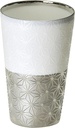 Mino Yaki US-7057B Tumbler, Cold Sake Cup, Sake Bottle, Approx. 4.1 fl oz (130 ml), Thin Hemp Leaves, Platinum, Silver, Made in Japan