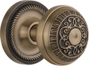 Nostalgic Warehouse Rope Rosette with Egg & Dart Knob, Privacy - 2.375", Antique Brass