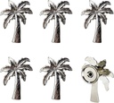 Silver Palm Tree Cabinet Knobs - 6 Pcs Coconut Tree Drawer Pulls for Dresser, Cupboard, Furniture, Kitchen & Home Decor - Single Hole Handles